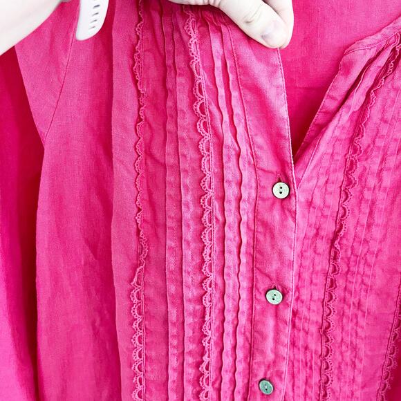 Soft Surroundings Pink Linen Button Up Top - Picture 4 of 6